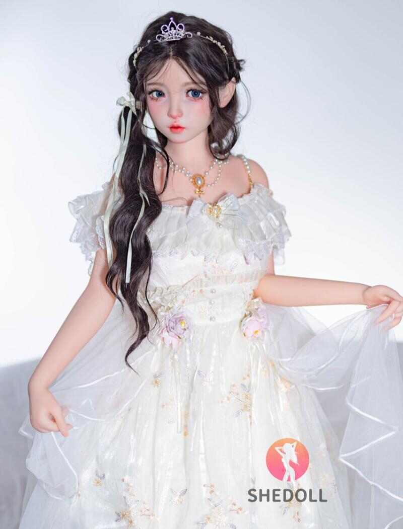 洛小乙(ルオシャオイ) 152cm Aカップ フルシリコン｜可動顎・華奢ボディ・純白花嫁風｜萌え萌え乙女系ラブドール